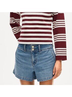 J. Crew Blue Stacked Button Denim Jean Shorts 29 NWT
